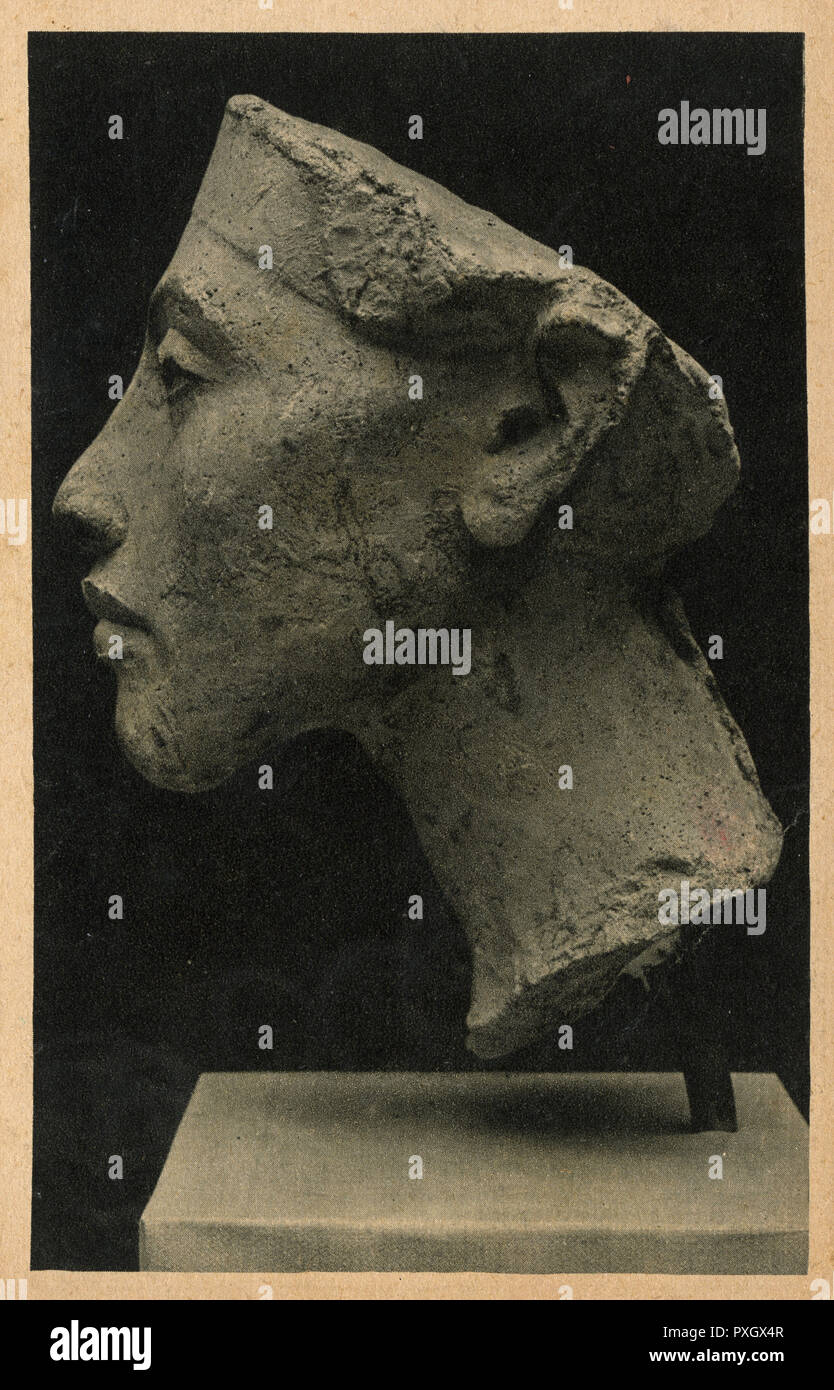 Profilo - Busto del faraone Akhenaten di Amarna Foto Stock