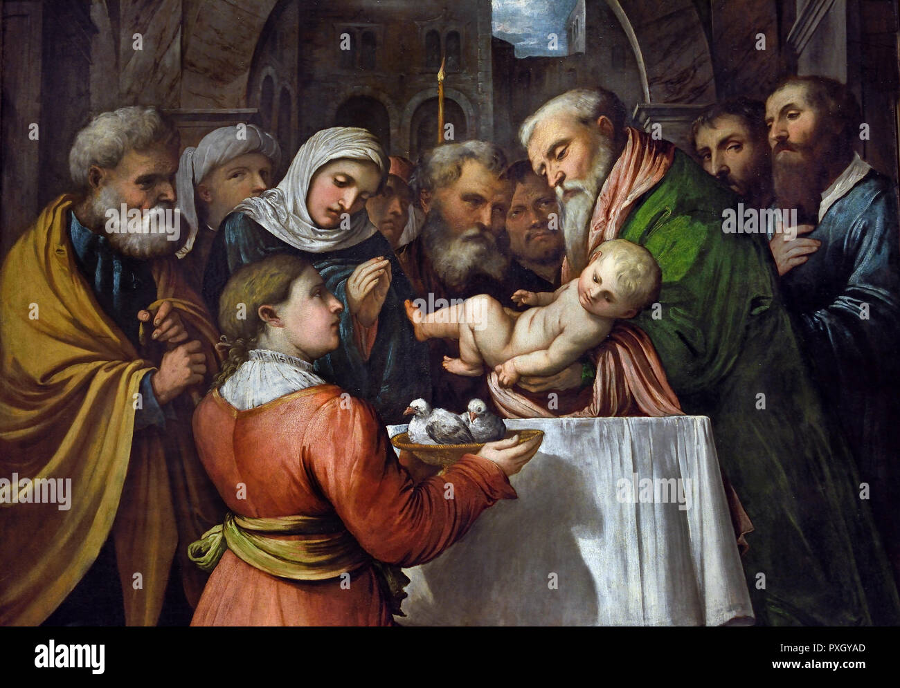 La presentazione di Gesù al tempio 1529 del Romanino (Gerolamo Romani) 1484-1560 Italia, italiano . Foto Stock
