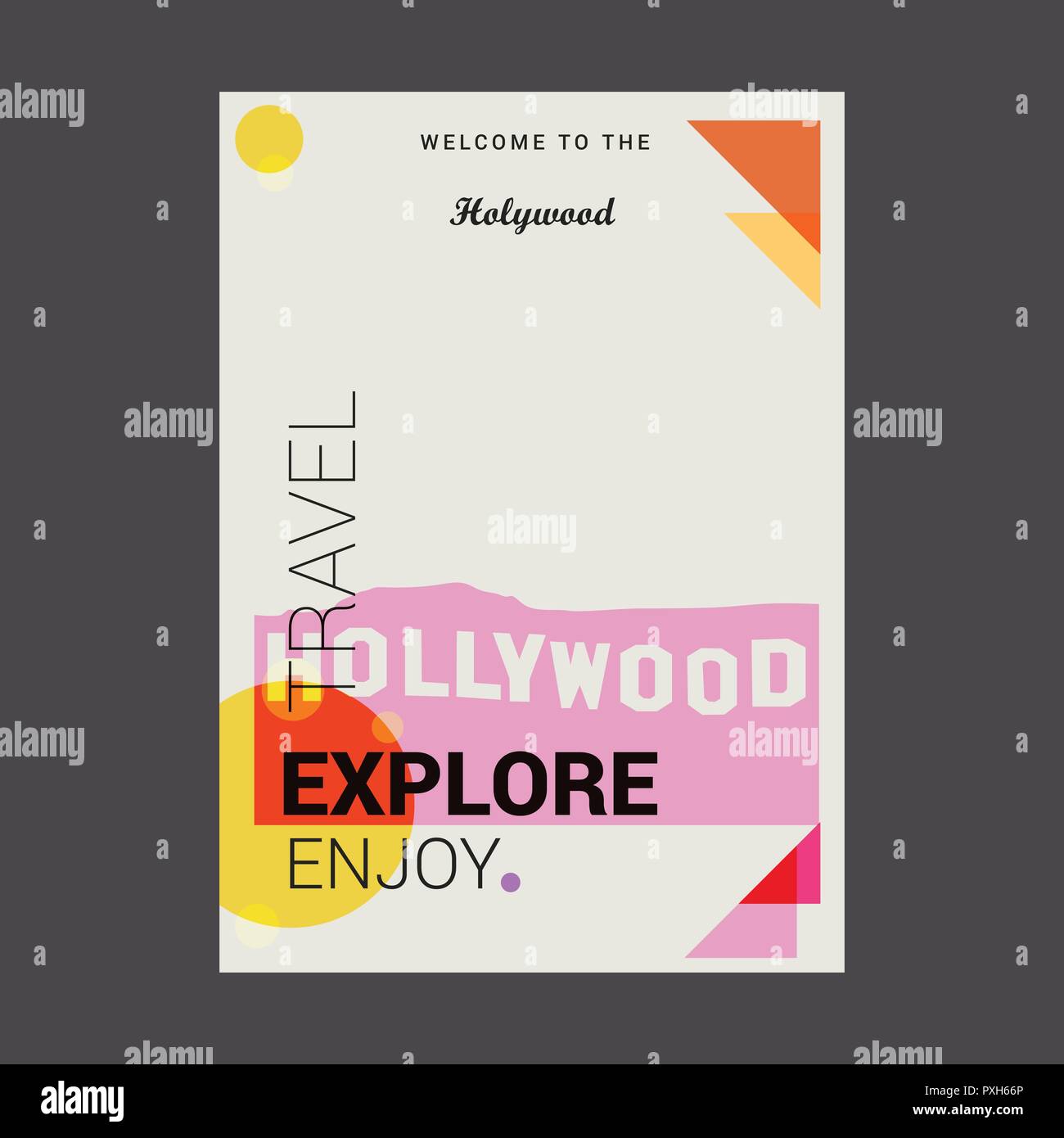 Benvenuto a Hollywood , USA esplorare, godere di viaggio modello Poster Illustrazione Vettoriale