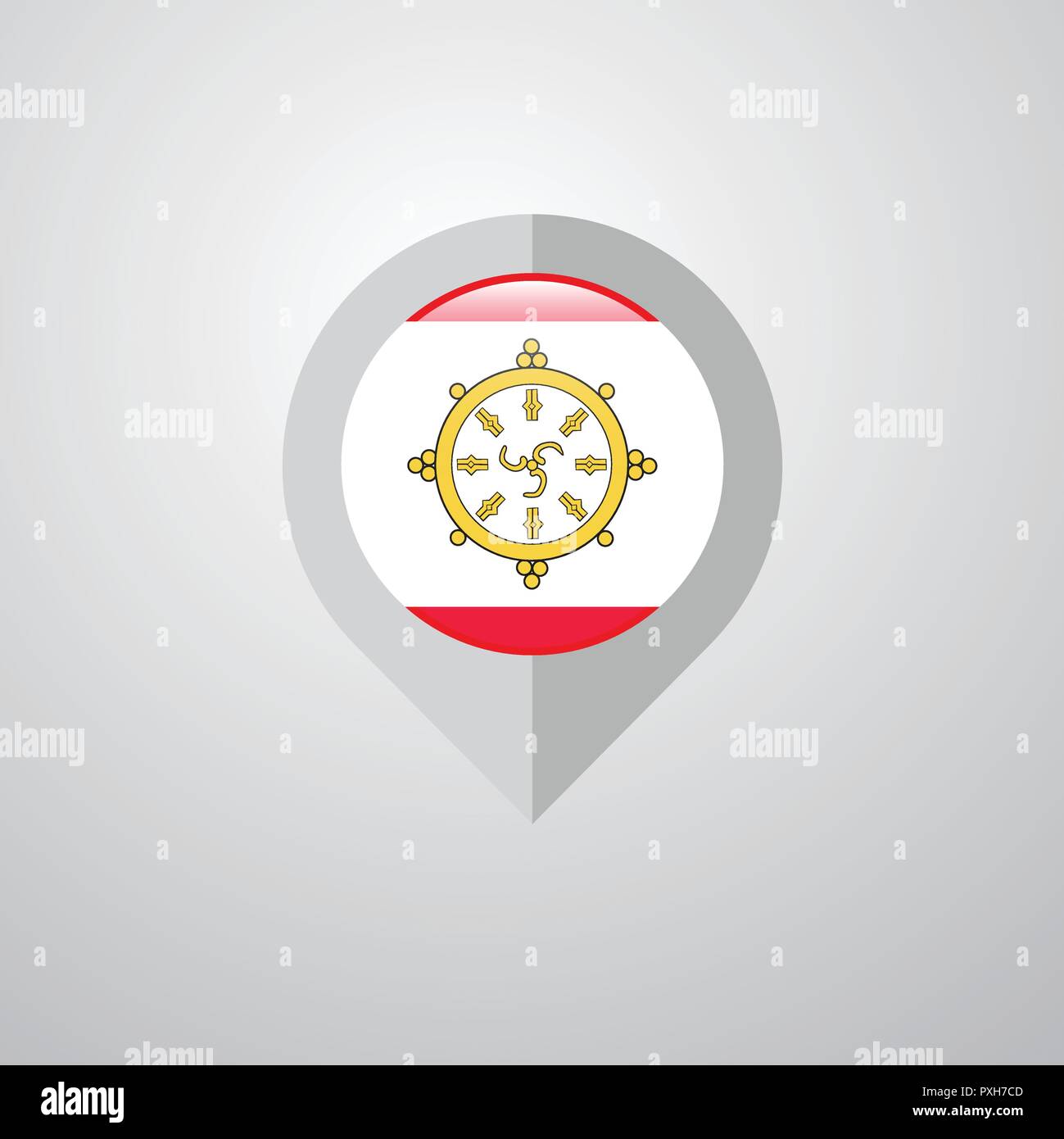 Mappa puntatore di navigazione con il Sikkim bandiera vettore di design Illustrazione Vettoriale