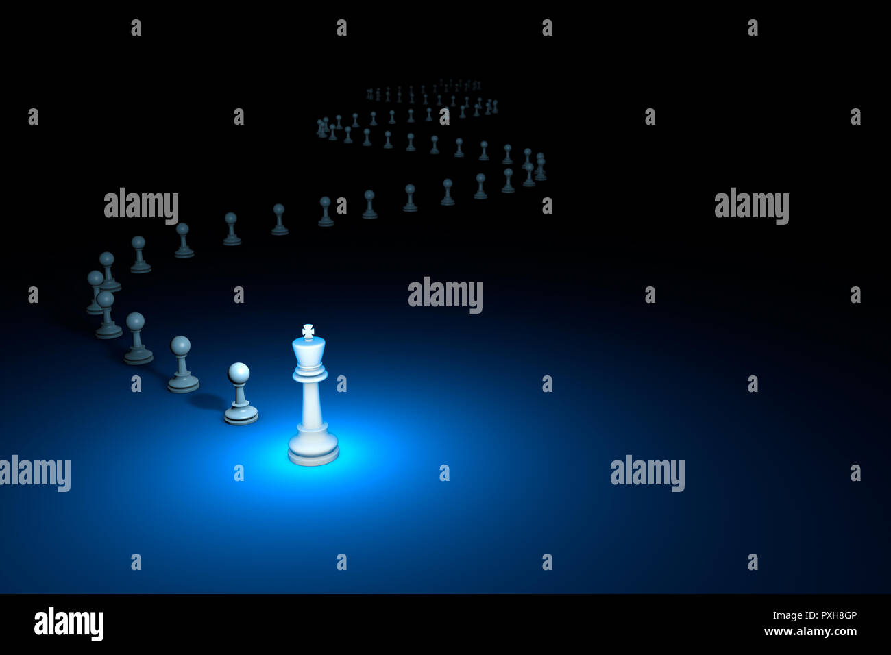 Manovra astuzia. Composizione orizzontale degli scacchi. Disponibile in alta risoluzione e in diverse dimensioni per soddisfare le esigenze del progetto. Rendering 3D Foto Stock