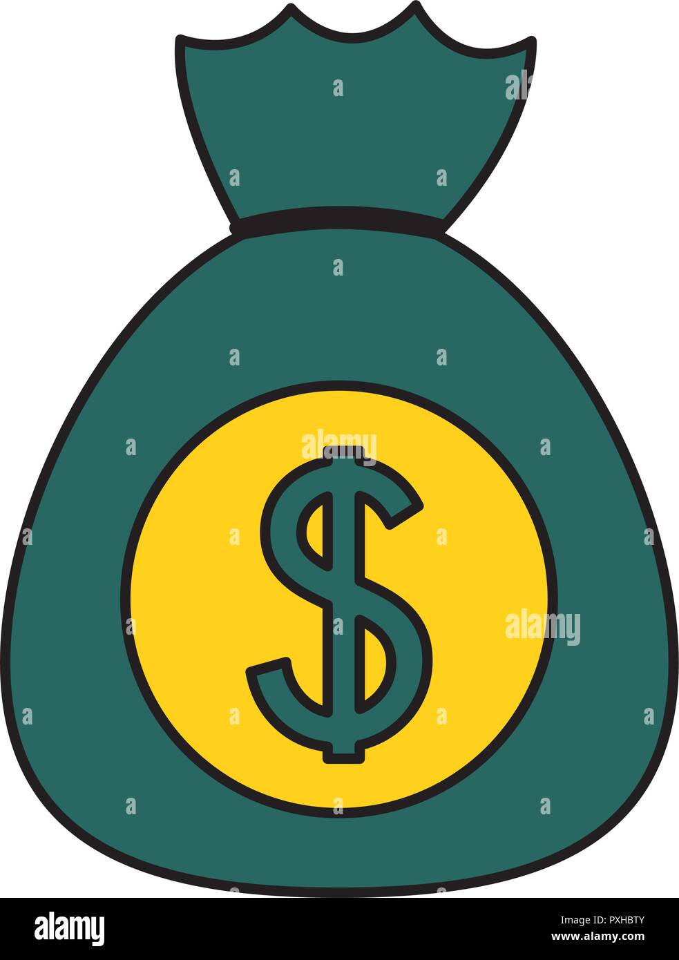 Dollar denaro borsa su sfondo bianco Illustrazione Vettoriale