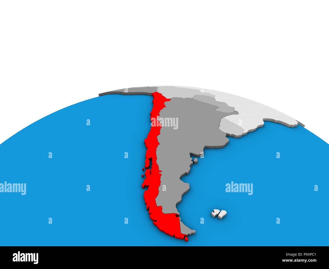 Il Cile sulla politica di globo 3D. 3D'illustrazione. Foto Stock