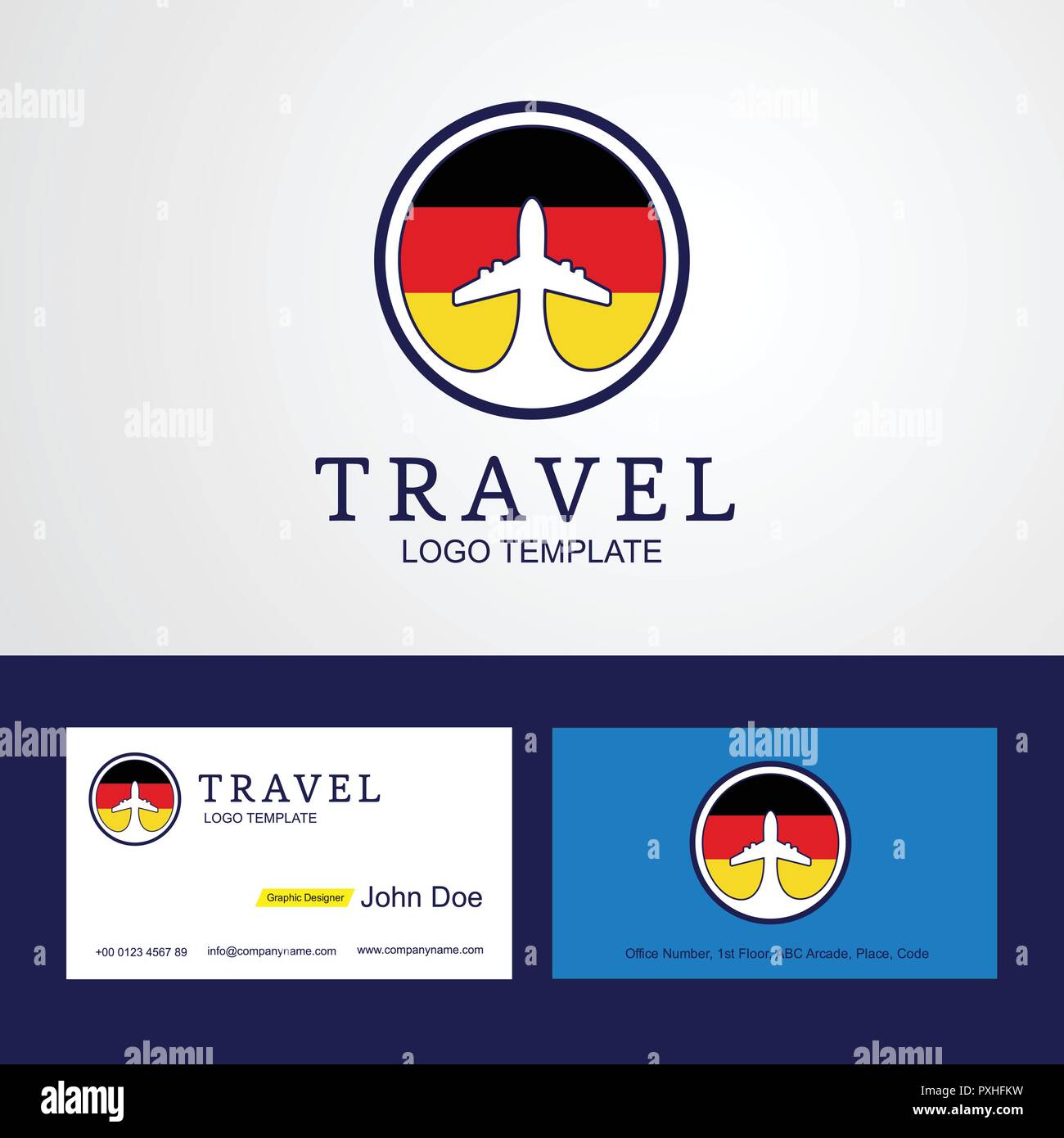 Viaggi Germania Creative Circle bandiera Logo e biglietto da visita di progettazione Illustrazione Vettoriale