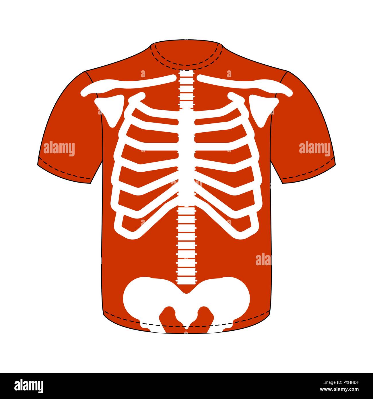 Gabbia toracica T-shirt. Anatomia dello scheletro umano vestiti. Sistema Scheletrico sezione trasversale. illustrazione vettoriale Illustrazione Vettoriale