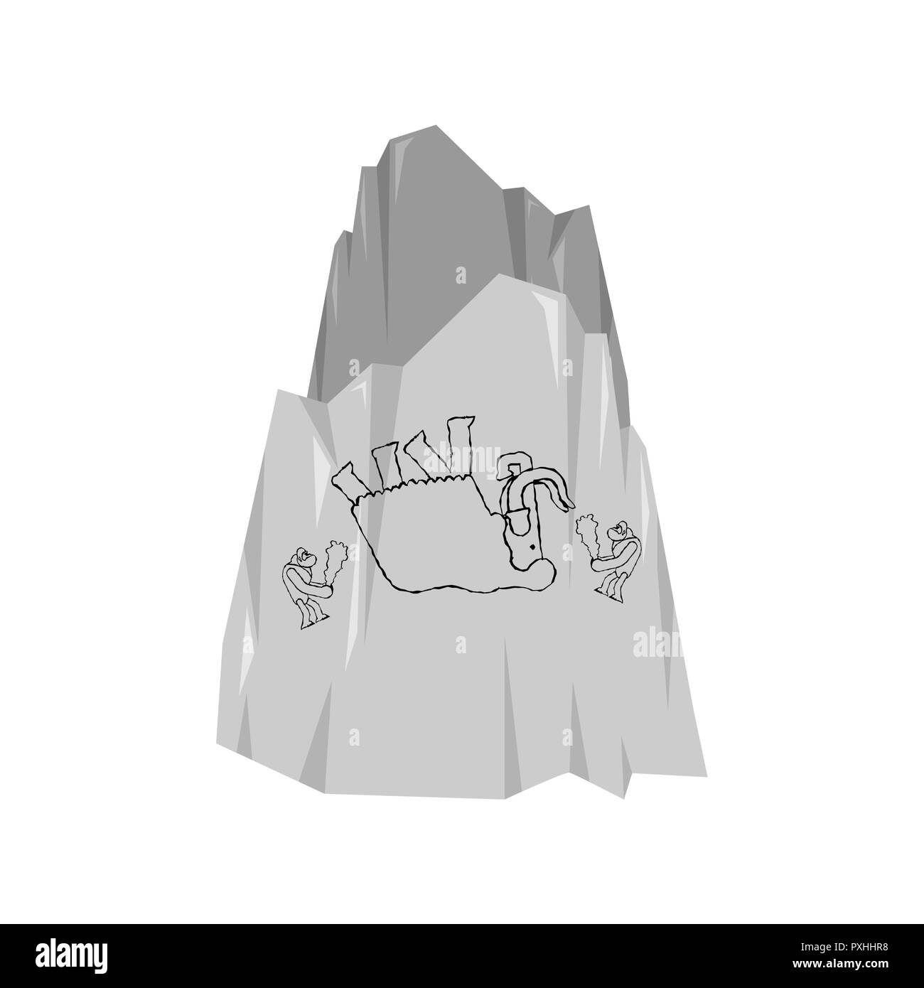 Caccia di mammoth Rock pittura. caveman uomo preistorico cacciatore. Homosapiens persone. La vita del paleolitico. Illustrazione Vettoriale Illustrazione Vettoriale