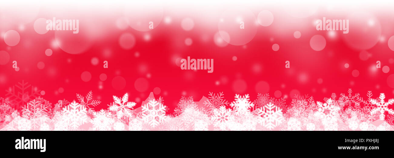 Rosso sfondo di Natale con fiocchi di neve bianca - Buon Natale banner Foto Stock