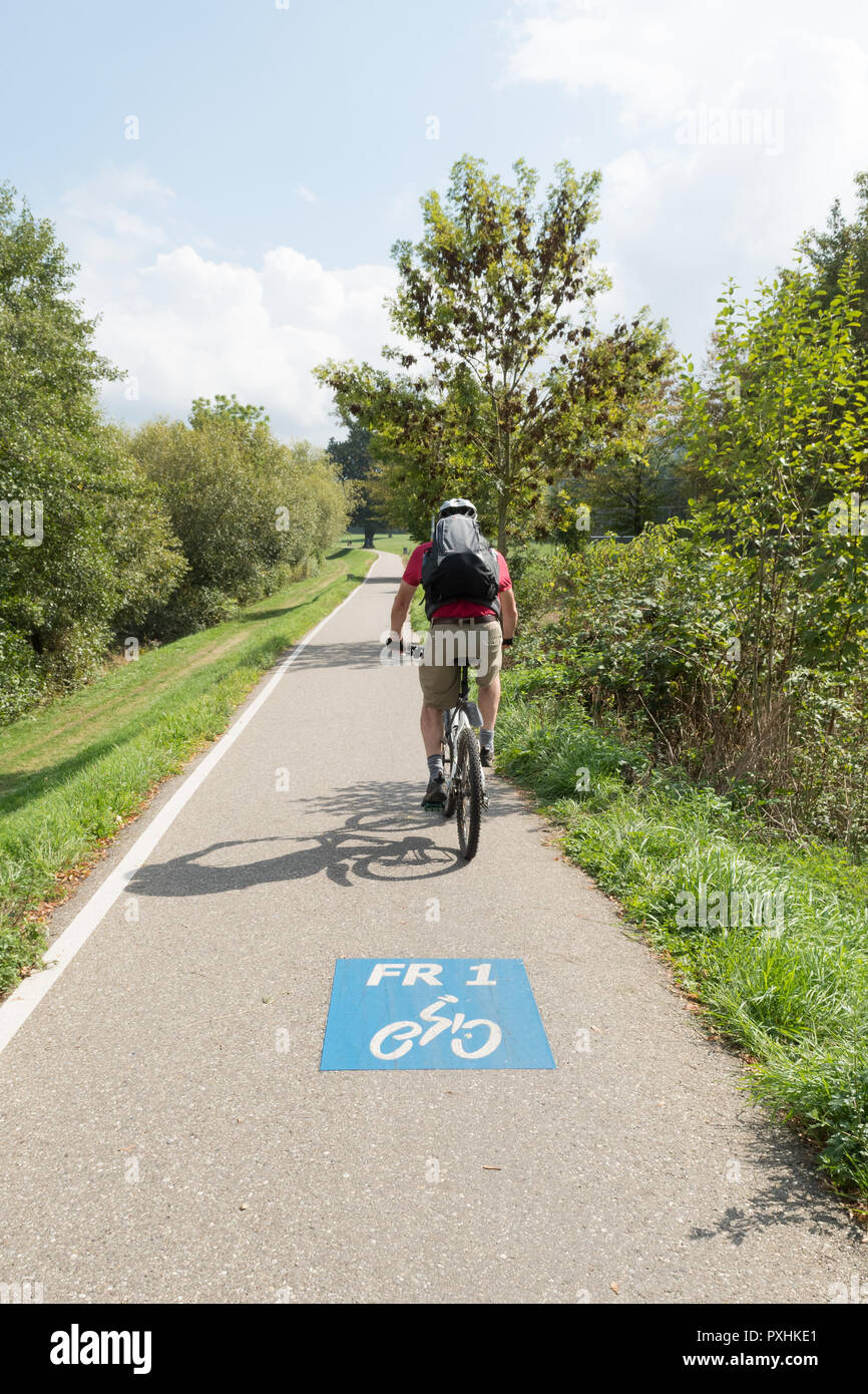 Freiburg im Breisgau FR1 pista ciclabile, Baden-Württemberg, Germania, Europa Foto Stock