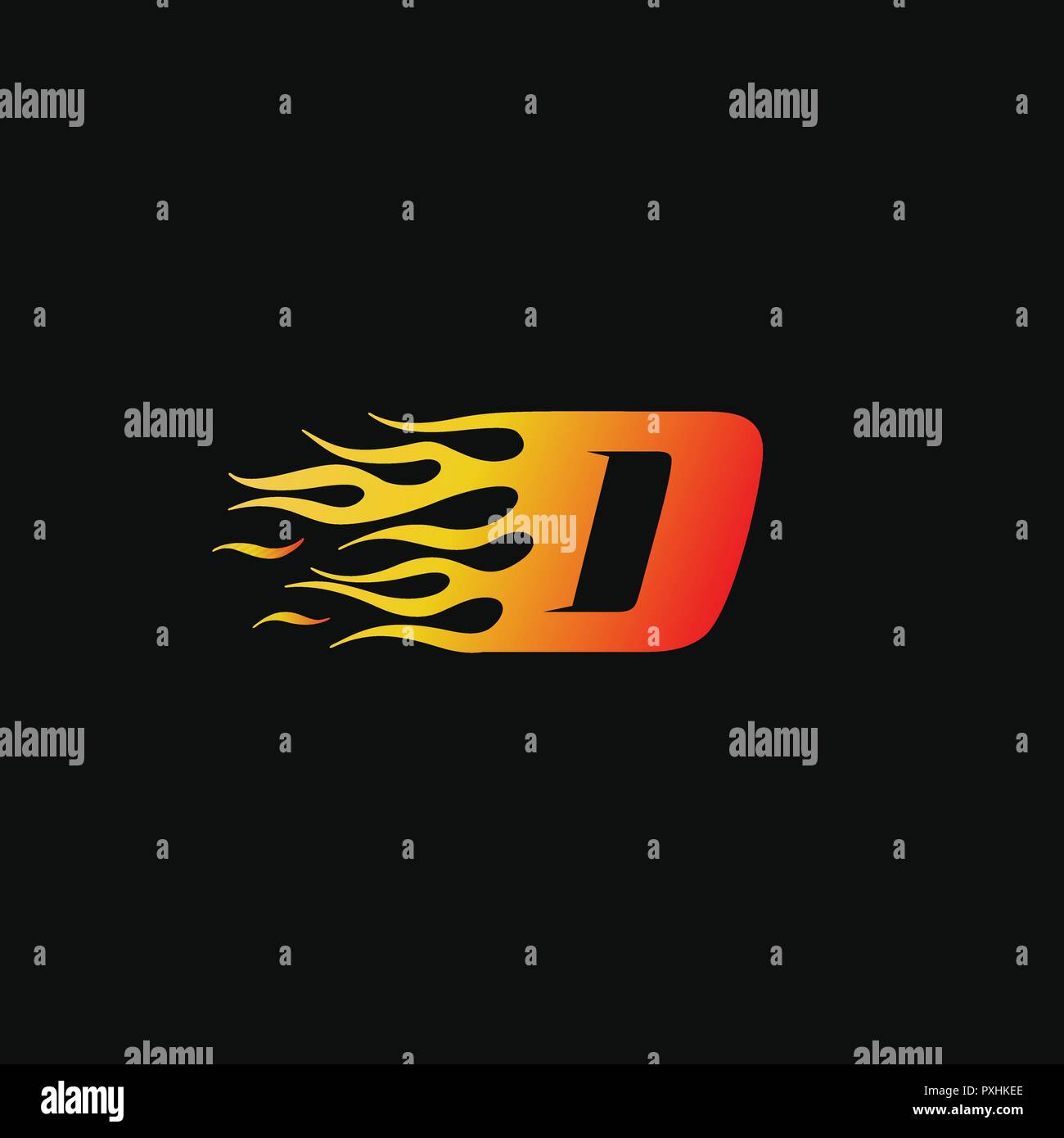 Lettera d fiamma ardente logo del modello di progettazione Illustrazione Vettoriale