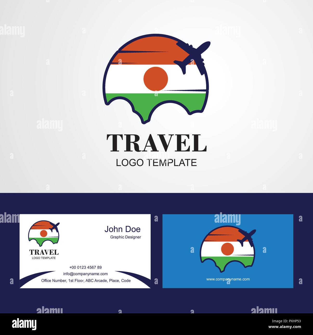 Viaggi Niger bandiera Logo e biglietto da visita Design Illustrazione Vettoriale