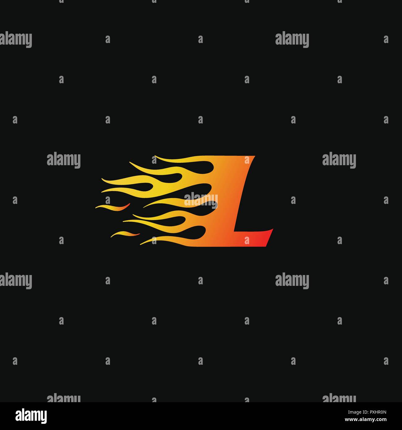 La lettera L fiamma di fuoco logo del modello di progettazione Illustrazione Vettoriale