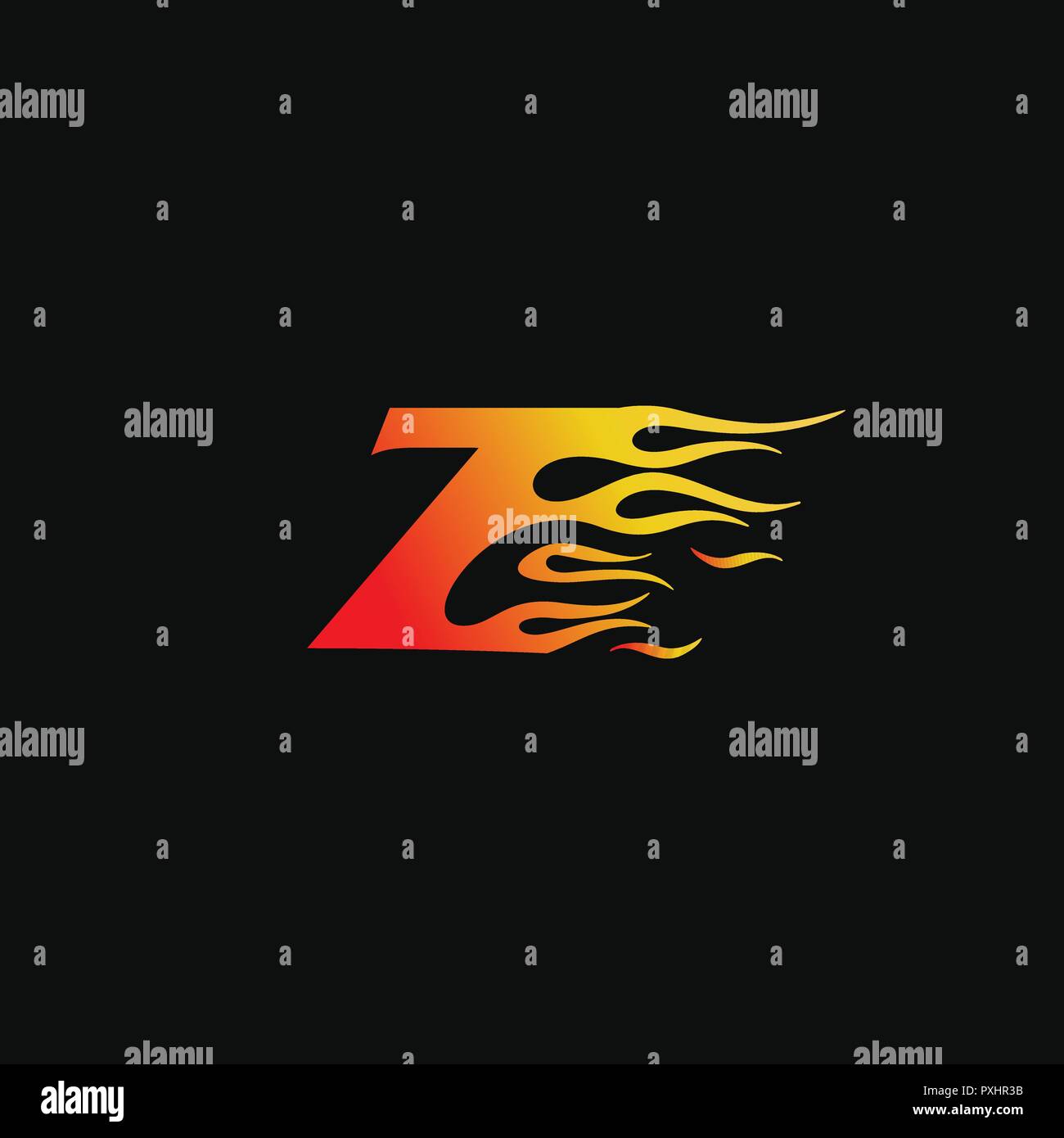 La lettera Z fiamma ardente logo del modello di progettazione Illustrazione Vettoriale