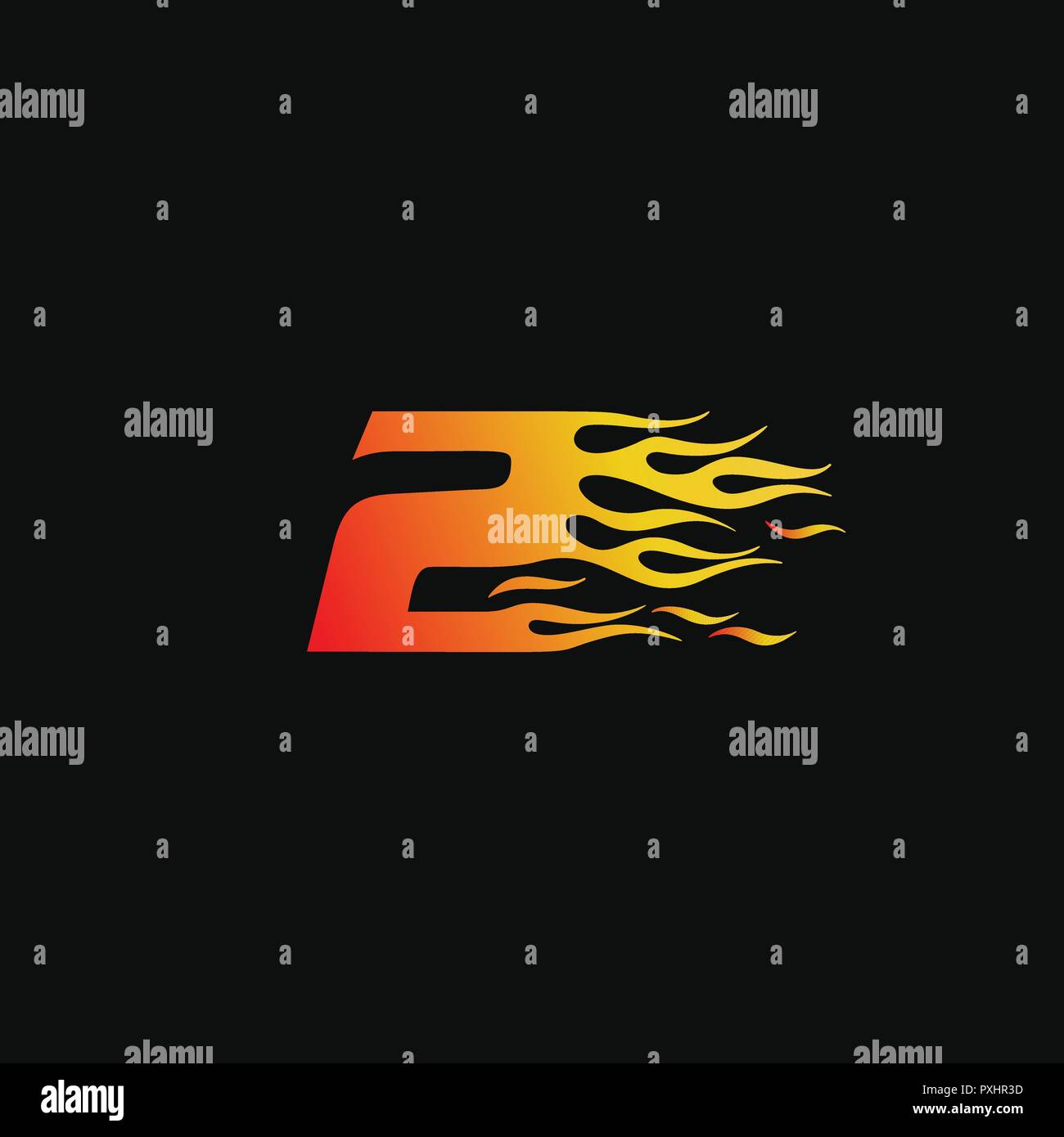 Numero 2 fiamma ardente logo del modello di progettazione Illustrazione Vettoriale