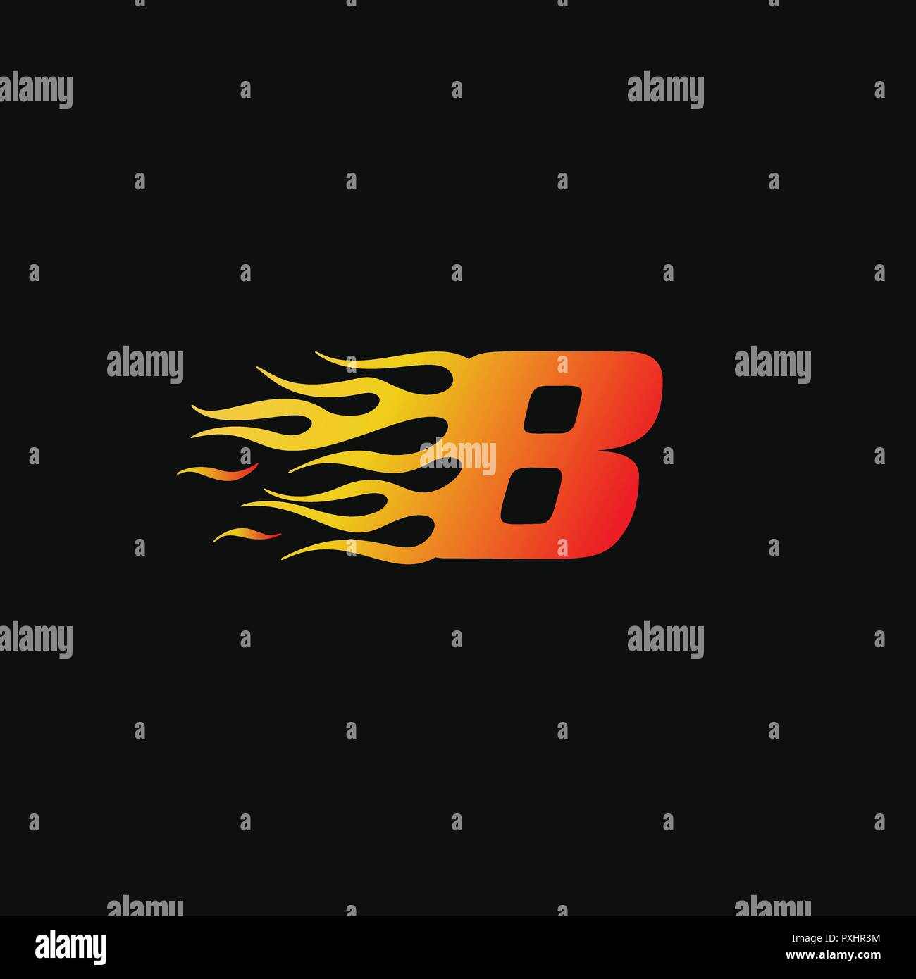 Numero 8 fiamma ardente logo del modello di progettazione Illustrazione Vettoriale