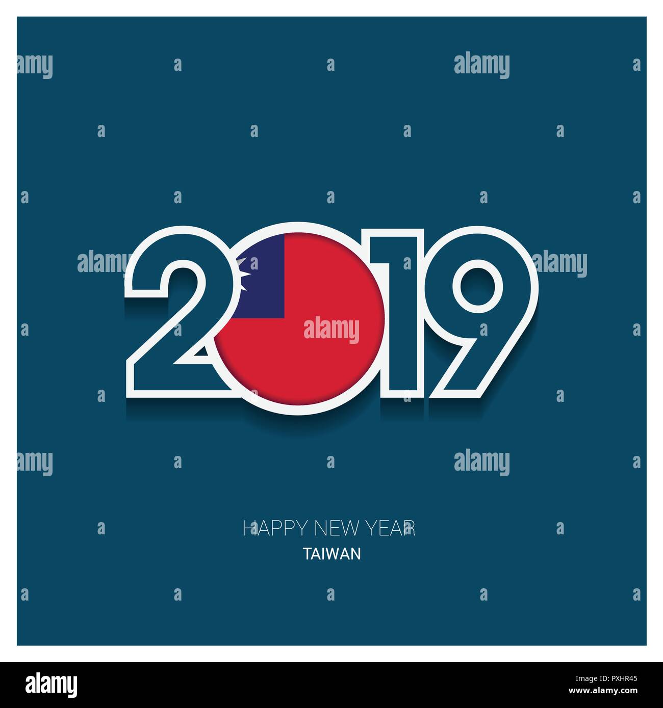 2019 Taiwan Tipografia, Felice Anno Nuovo sfondo Illustrazione Vettoriale