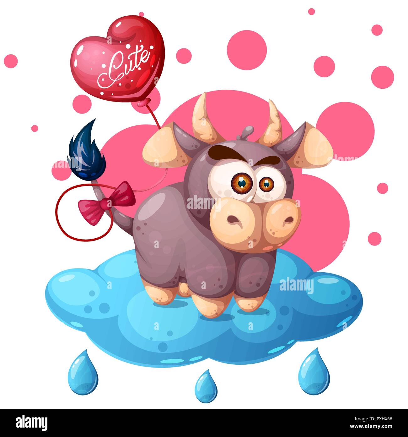 Fumetto illustrazione di vacca. Cloud, ballon. Illustrazione Vettoriale