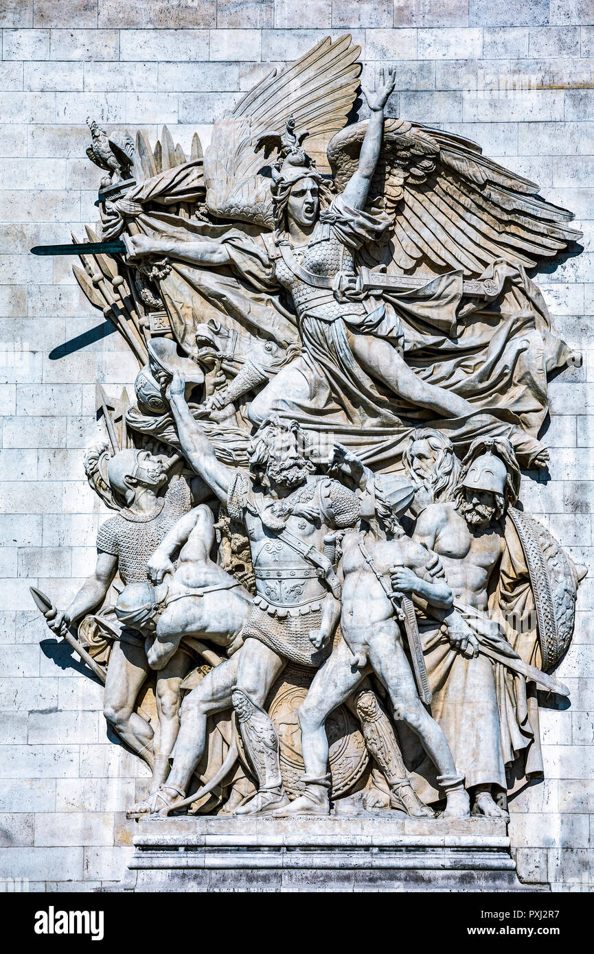 Francia Parigi Arco di Trionfo del l'Etoile, la Marseillaise scultura Foto Stock