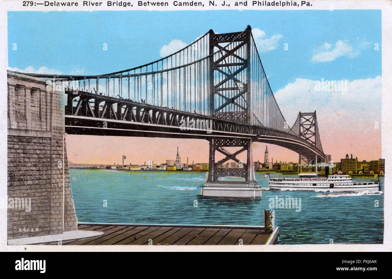 Il Delaware River Bridge, Philadelphia, Pennsylvania Foto Stock