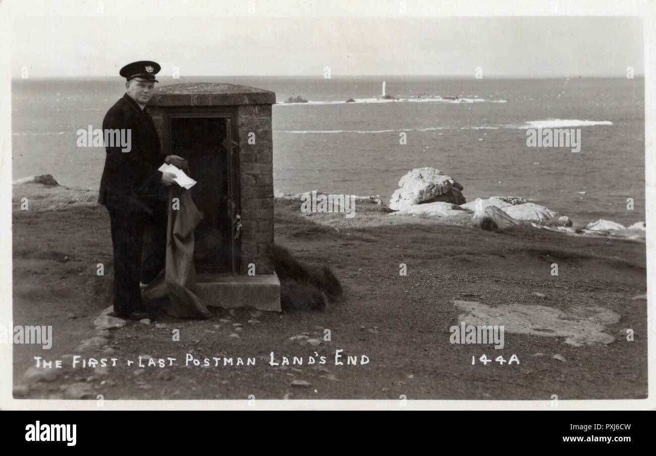 Il primo e ultimo Postman - fine della Terra, Cornovaglia Foto Stock