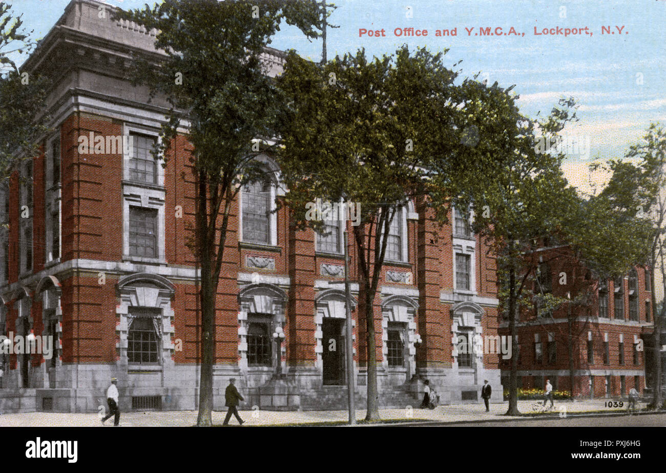 Lockport, Niagara County, New York, USA - Ufficio postale, YMCA Foto Stock