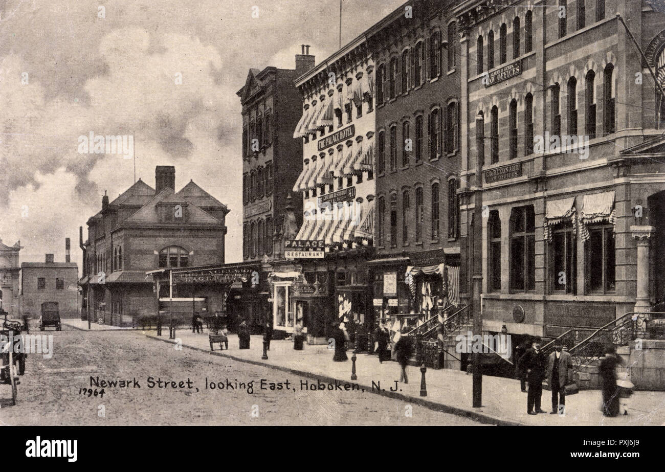 Newark Street, Looking East, Hoboken, New Jersey, Stati Uniti Foto Stock