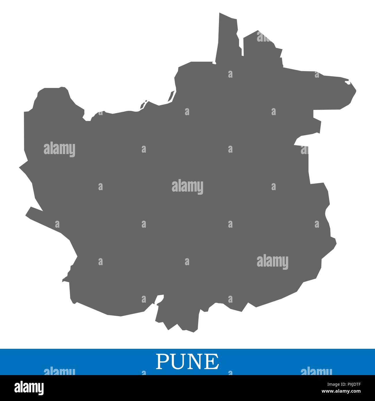 Alta qualità mappa di Pune è una città dell'India, con i confini dei distretti Illustrazione Vettoriale