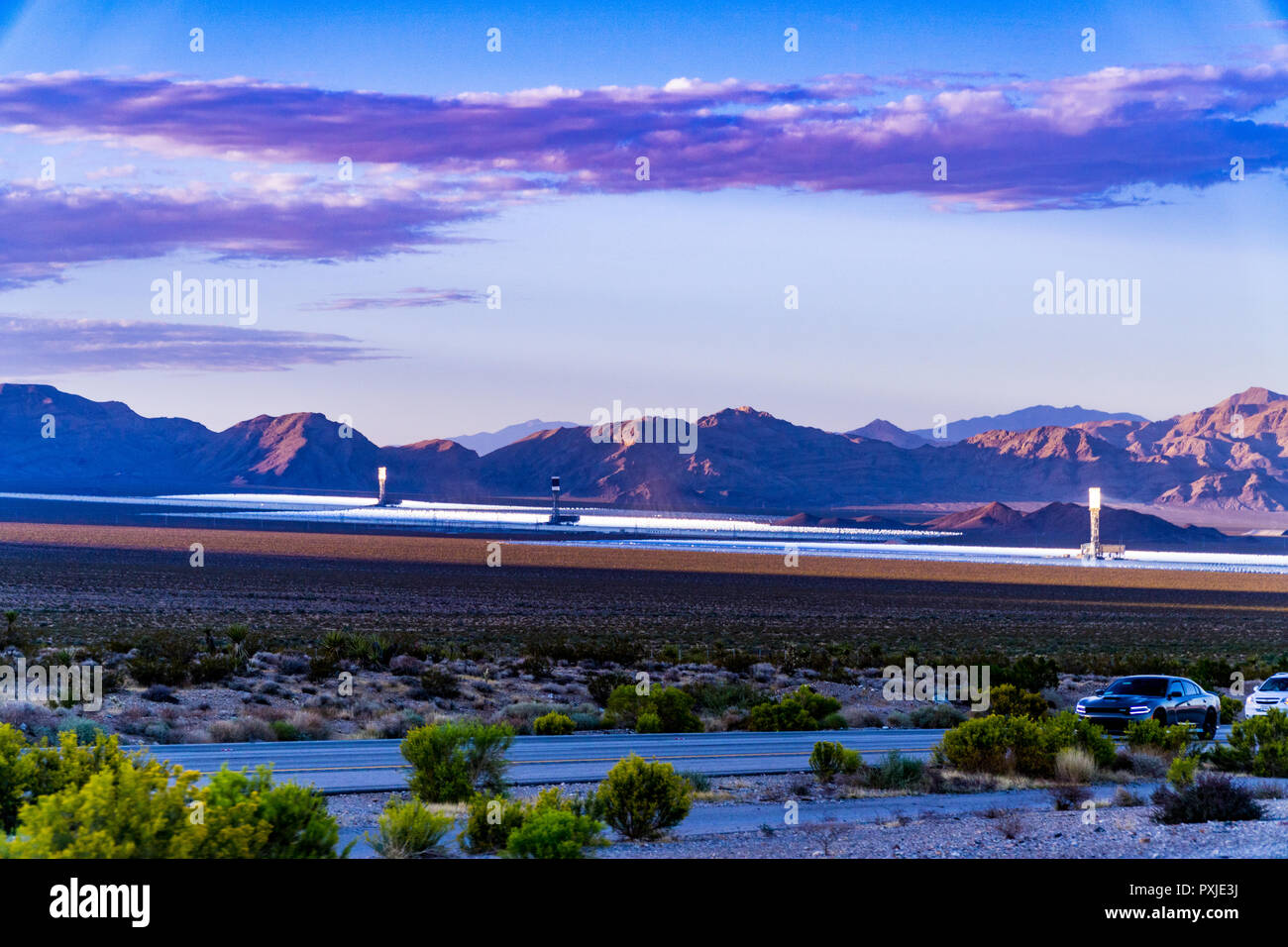 Ivanpah, energia solare, agevolazione,mipton, California, USA, primm, Nevada, bordo Foto Stock