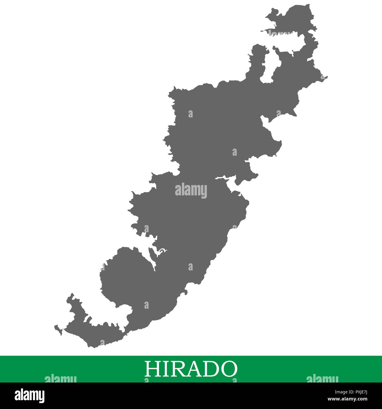 Alta qualità mappa di Hirado è l'isola del Giappone Illustrazione Vettoriale