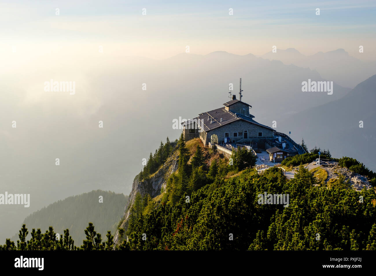 Kehlsteinhaus am Kehlstein, sulle Alpi di Berchtesgaden, Parco Nazionale di Berchtesgaden, Schönau am Königssee, Alta Baviera, Beyern Foto Stock
