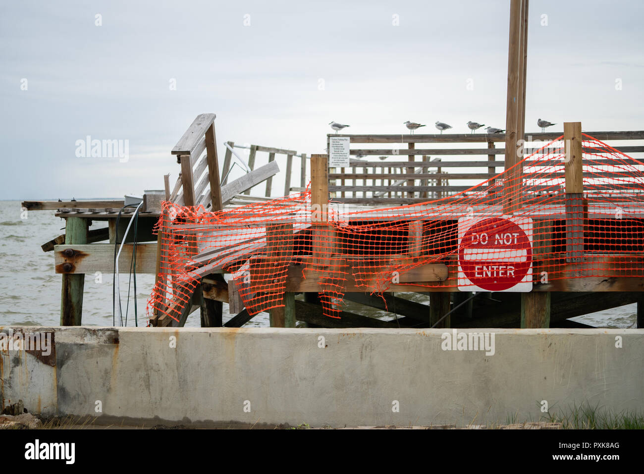 Pier, uragano,rotto, pier, uragano Harvey Foto Stock