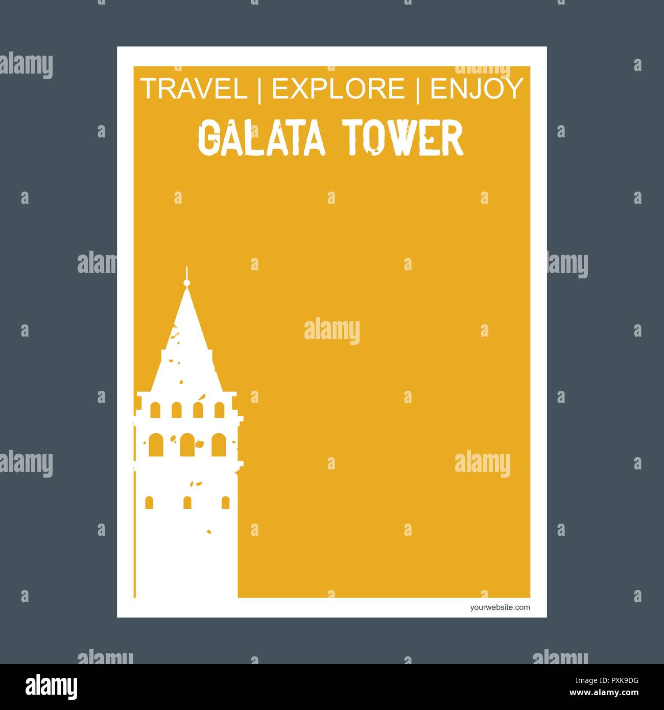 Torre di Galata i̇stanbul, Turchia monumento landmark brochure stile piatto e vettore di tipografia Illustrazione Vettoriale