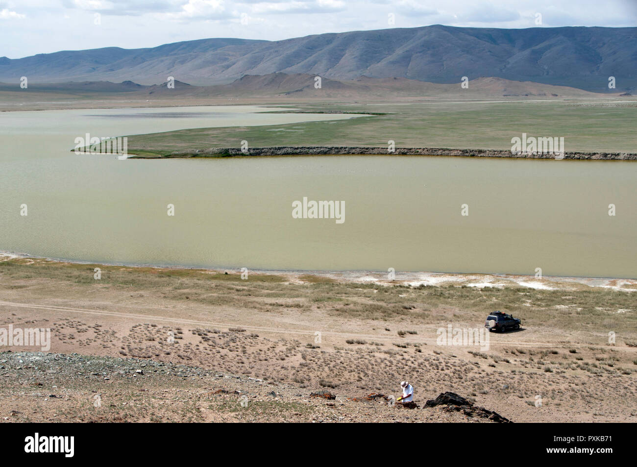 Appendice Lago (хавсралт нуур) e Bayankhongor montagne, Galuut somma, Bayankhongor provincia (Aimag), Mongolia Foto Stock