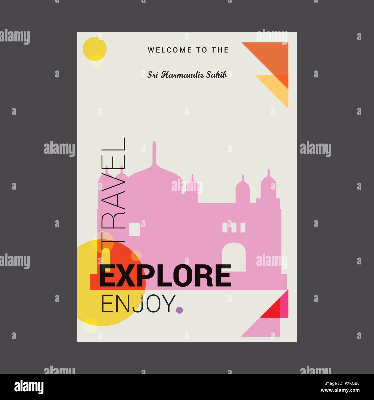 Benvenuti al Sri Harmandir Sahib Amritsa, India esplorare, godere di viaggio modello Poster Illustrazione Vettoriale