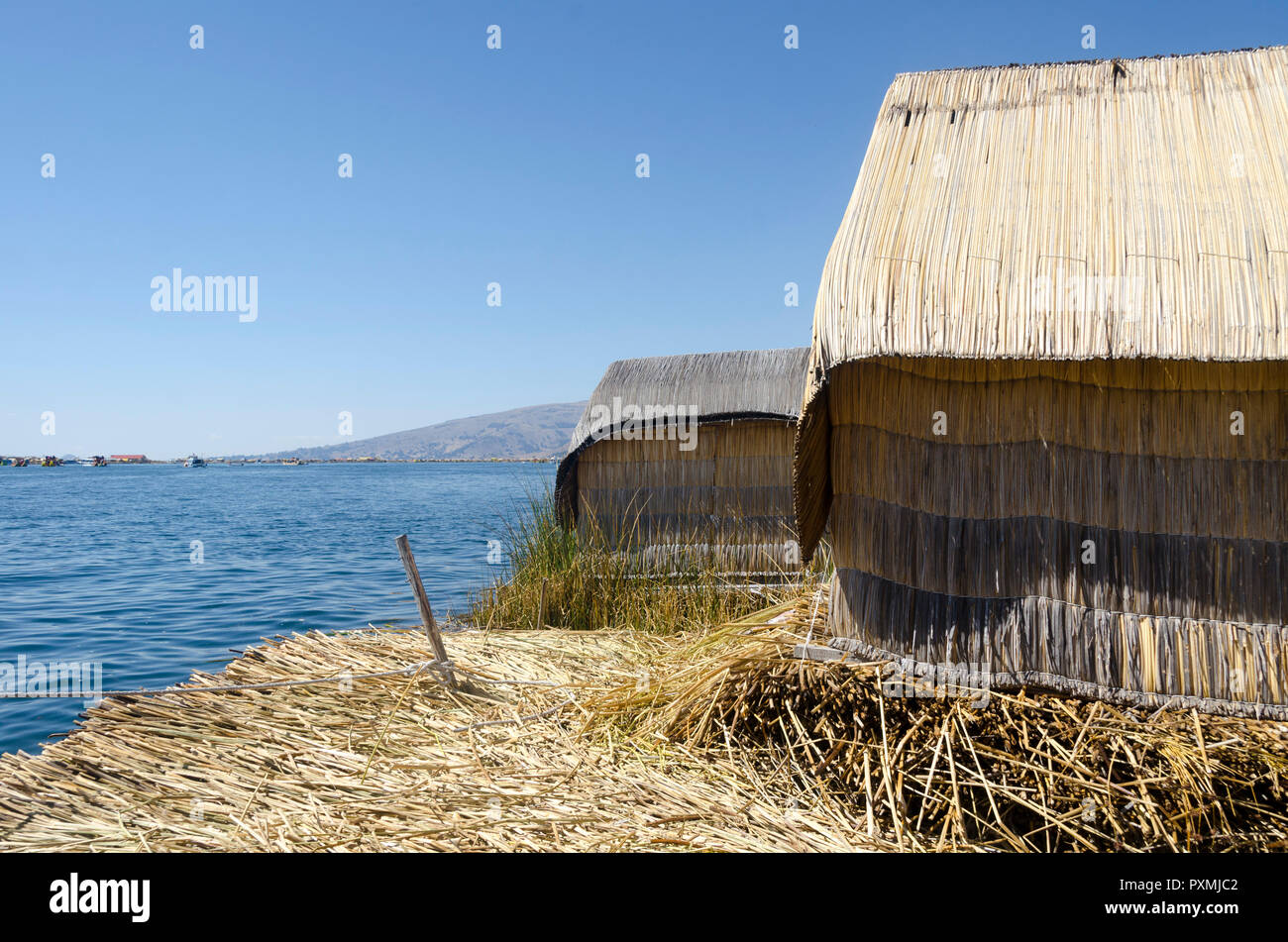 Isole Uros, Puno, il lago Titicaca, Perù Foto Stock