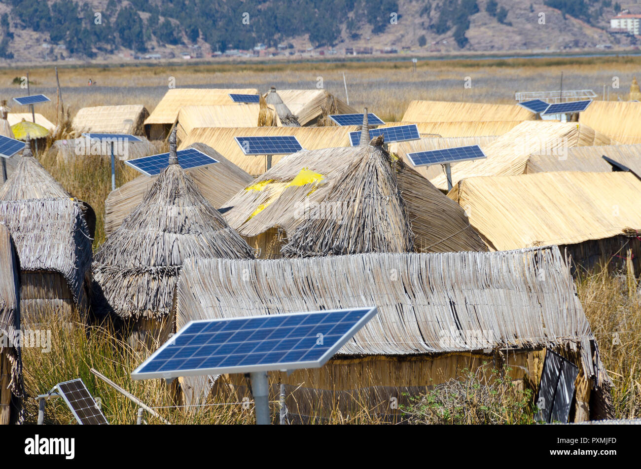 Isole Uros, Puno, il lago Titicaca, Perù Foto Stock