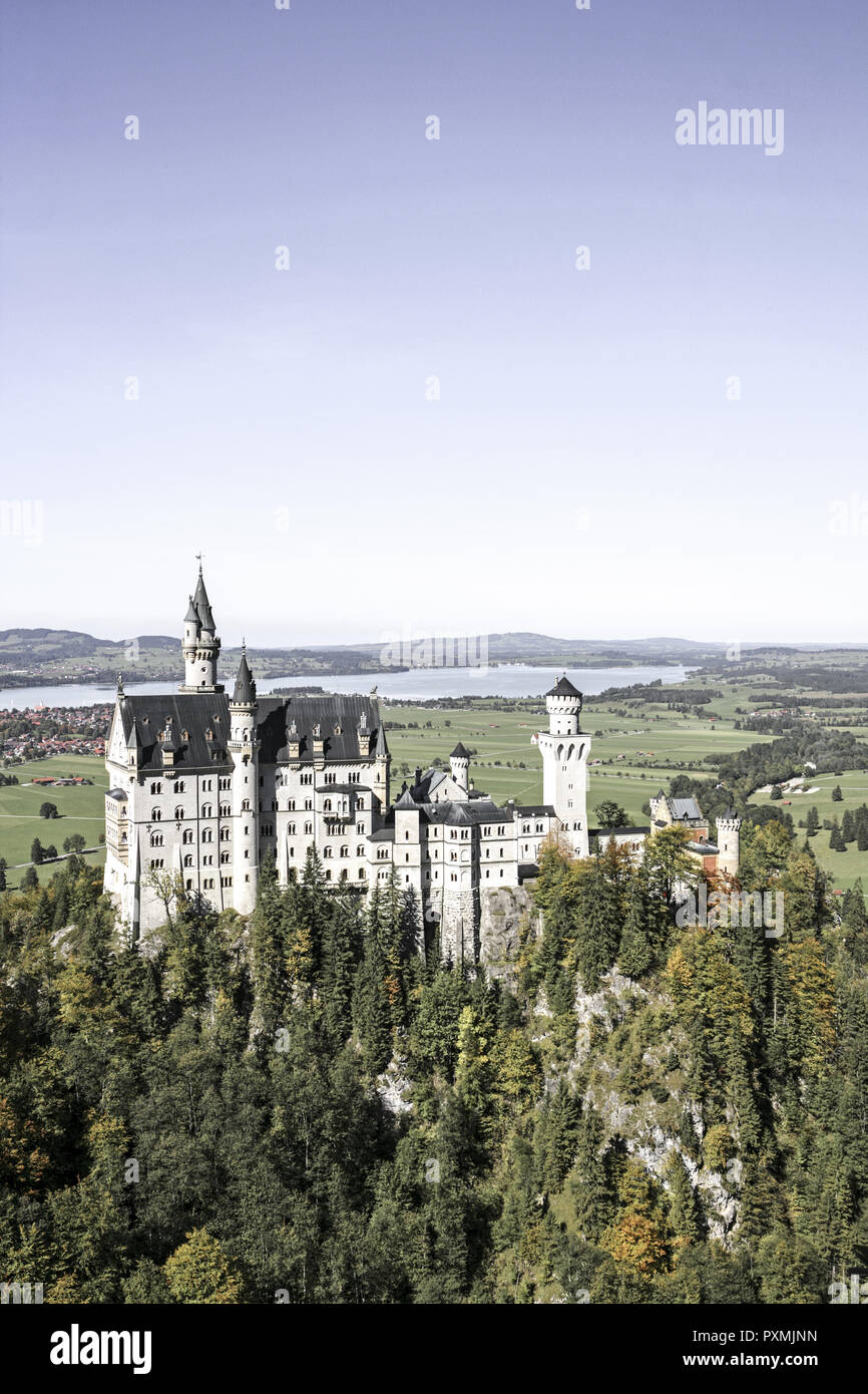 Alpenregion, Architektur, Attraktion, Ausblick, Ausflugsziel, Bauwerk, Europa, Geschichte, Koenig Ludwig II, Koenigsschloss, Maerchenschloss, Reisezie Foto Stock