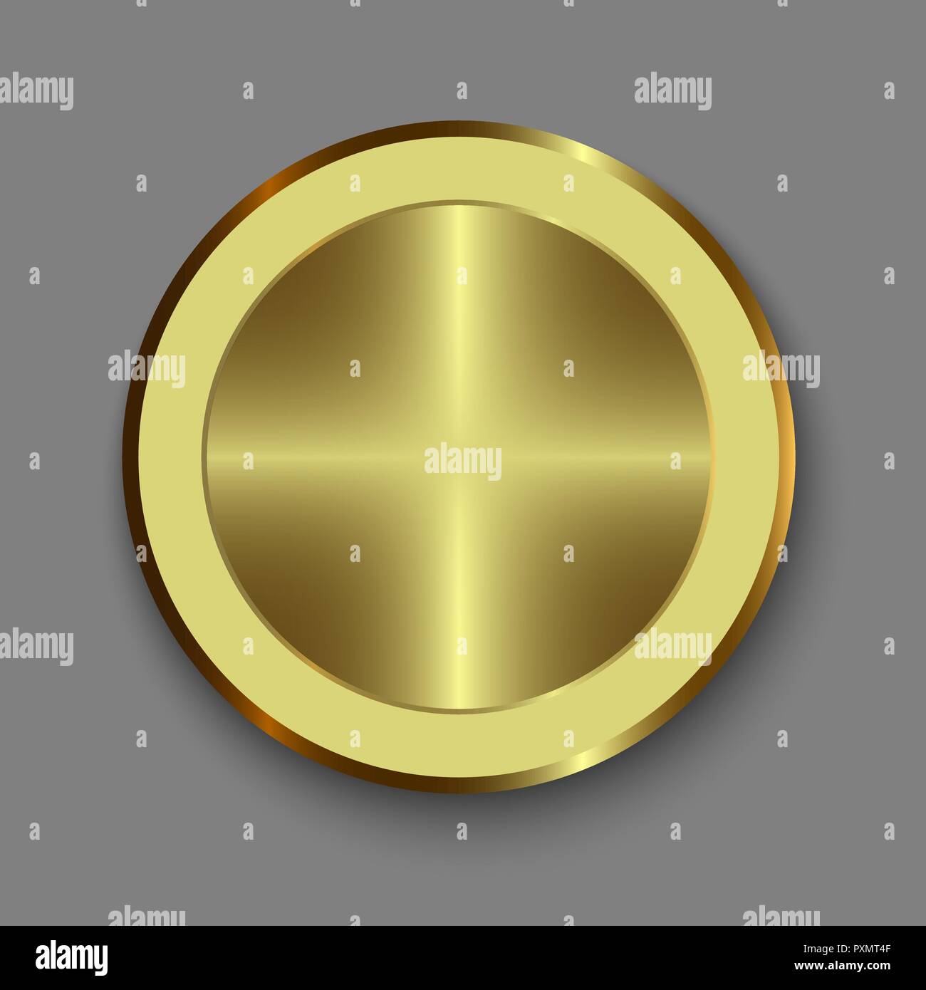 Manopola del selettore. Realistica pulsante d'Oro per il tuo design Illustrazione Vettoriale