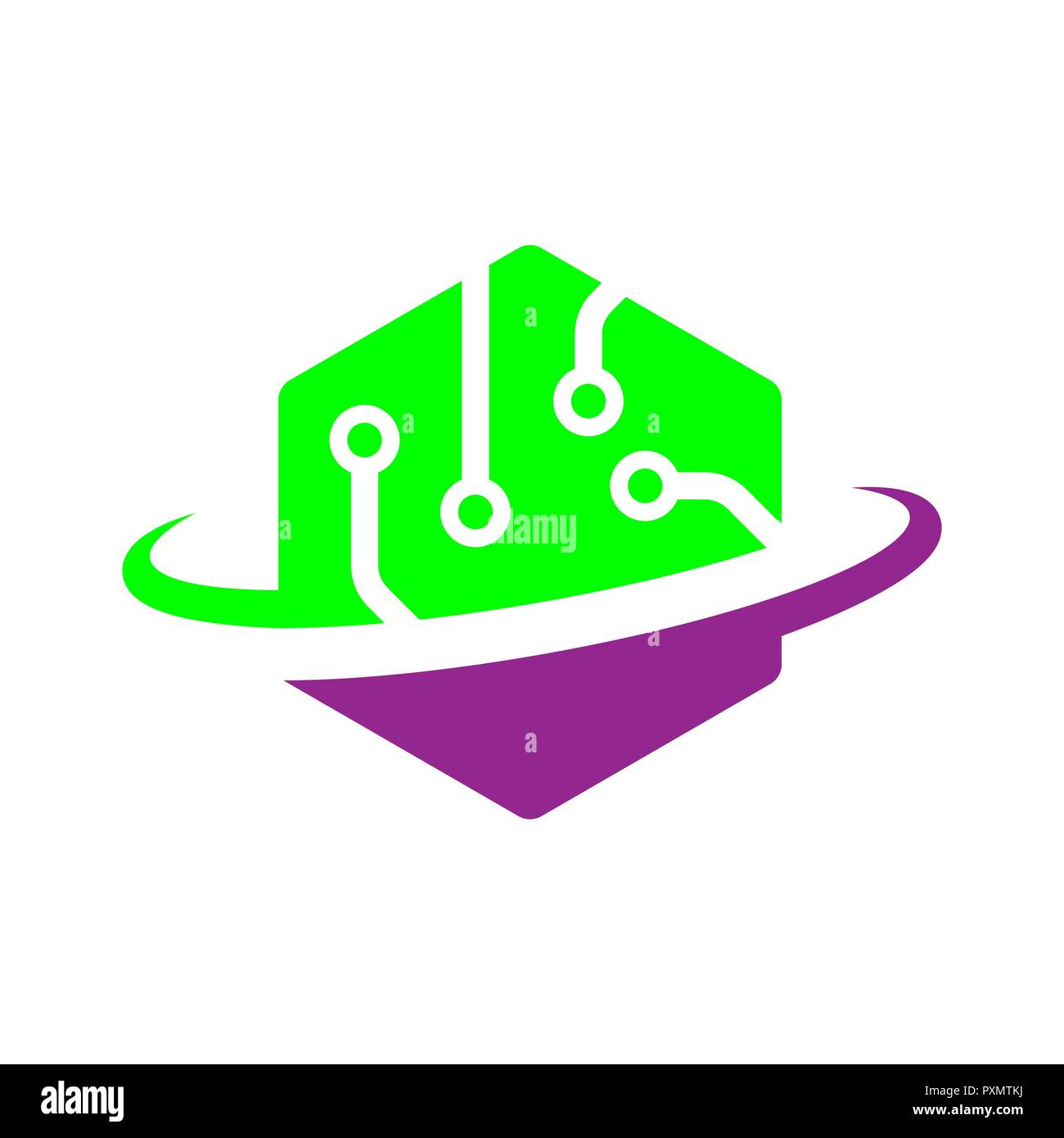 Tech logo. Il mondo digitale del concetto. Vettore EPS Illustrazione Vettoriale
