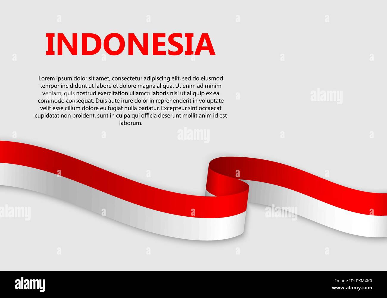 Sventola bandiera di Indonesia, illustrazione vettoriale con copyspace Illustrazione Vettoriale