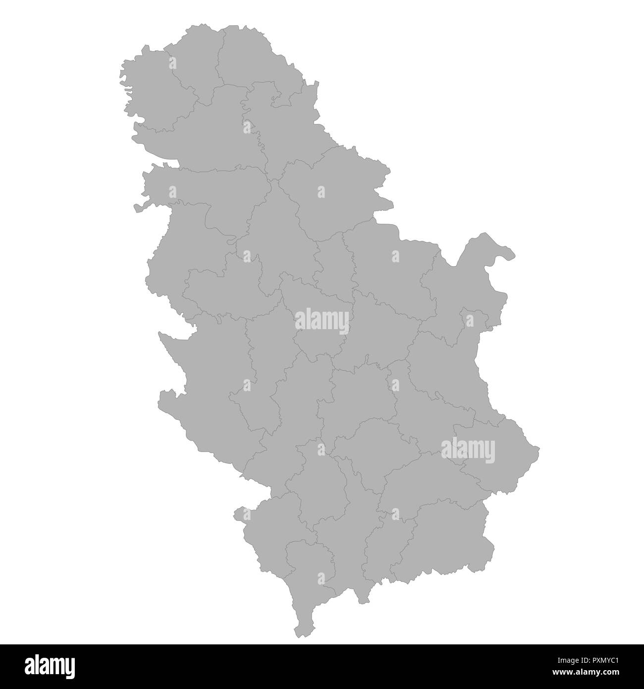 mappa serbia - 4 Alta qualità Mappa di Serbia con i confini delle regioni su sfondo bianco Immagine e Vettoriale - Alamy