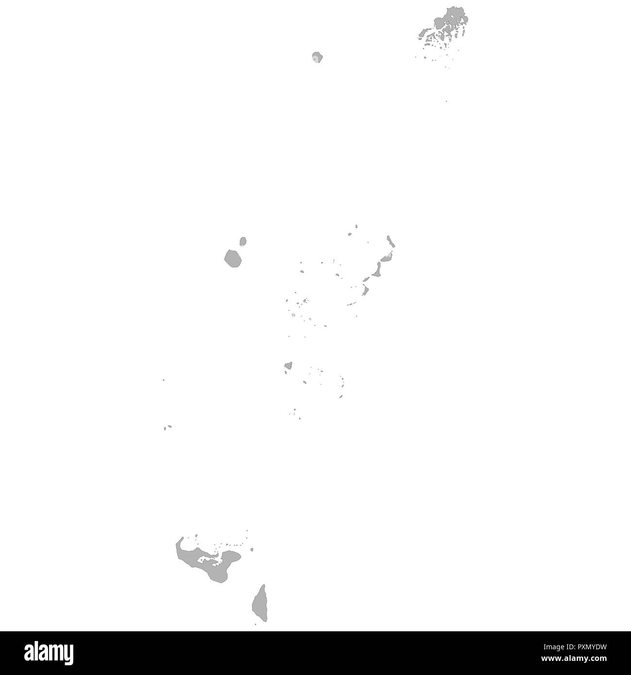 Alta qualità mappa di Tonga con i confini delle regioni su sfondo bianco Illustrazione Vettoriale