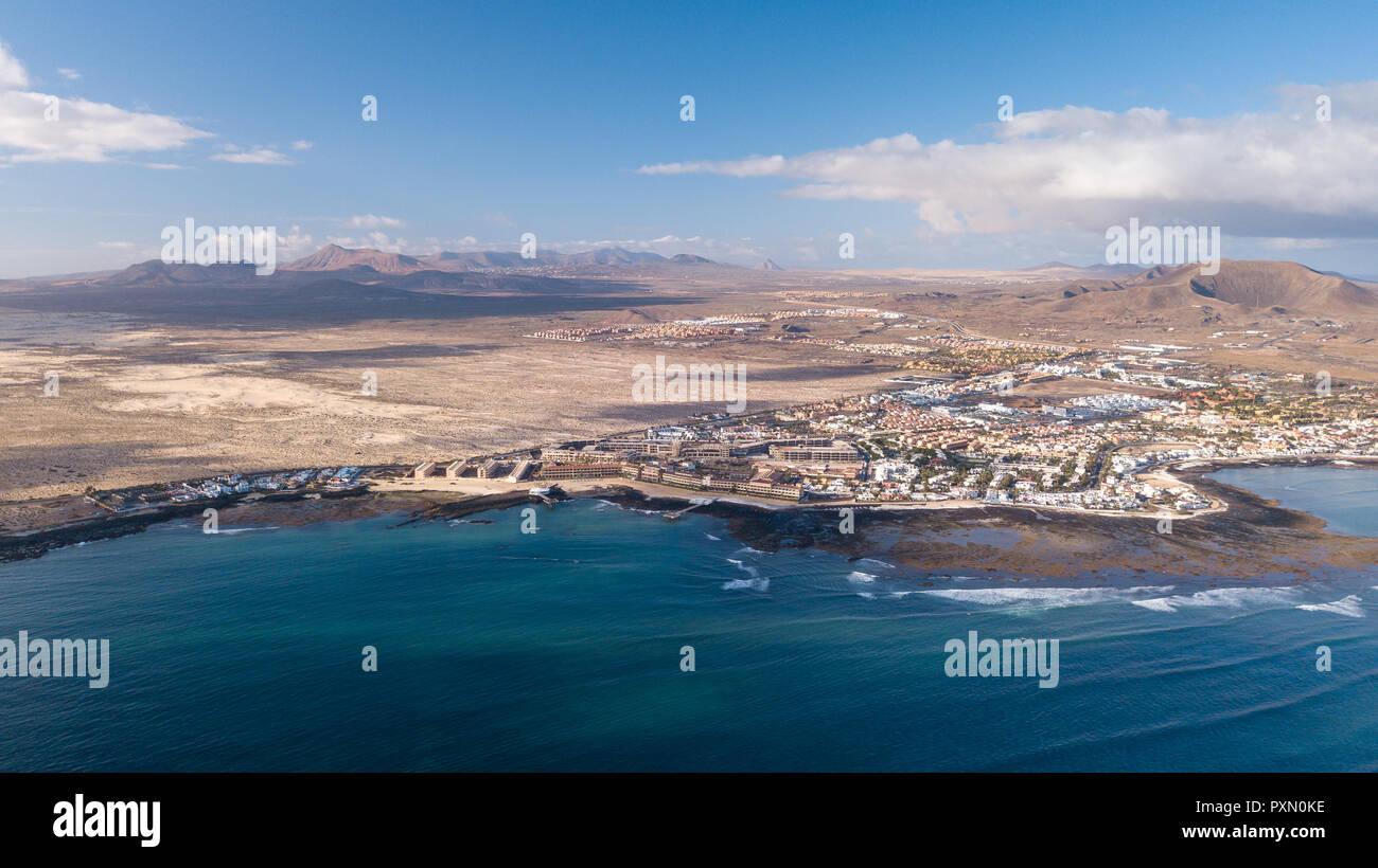 Vista aerea di Corralejo Bay, Fuerteventura - Isole Canarie Foto Stock