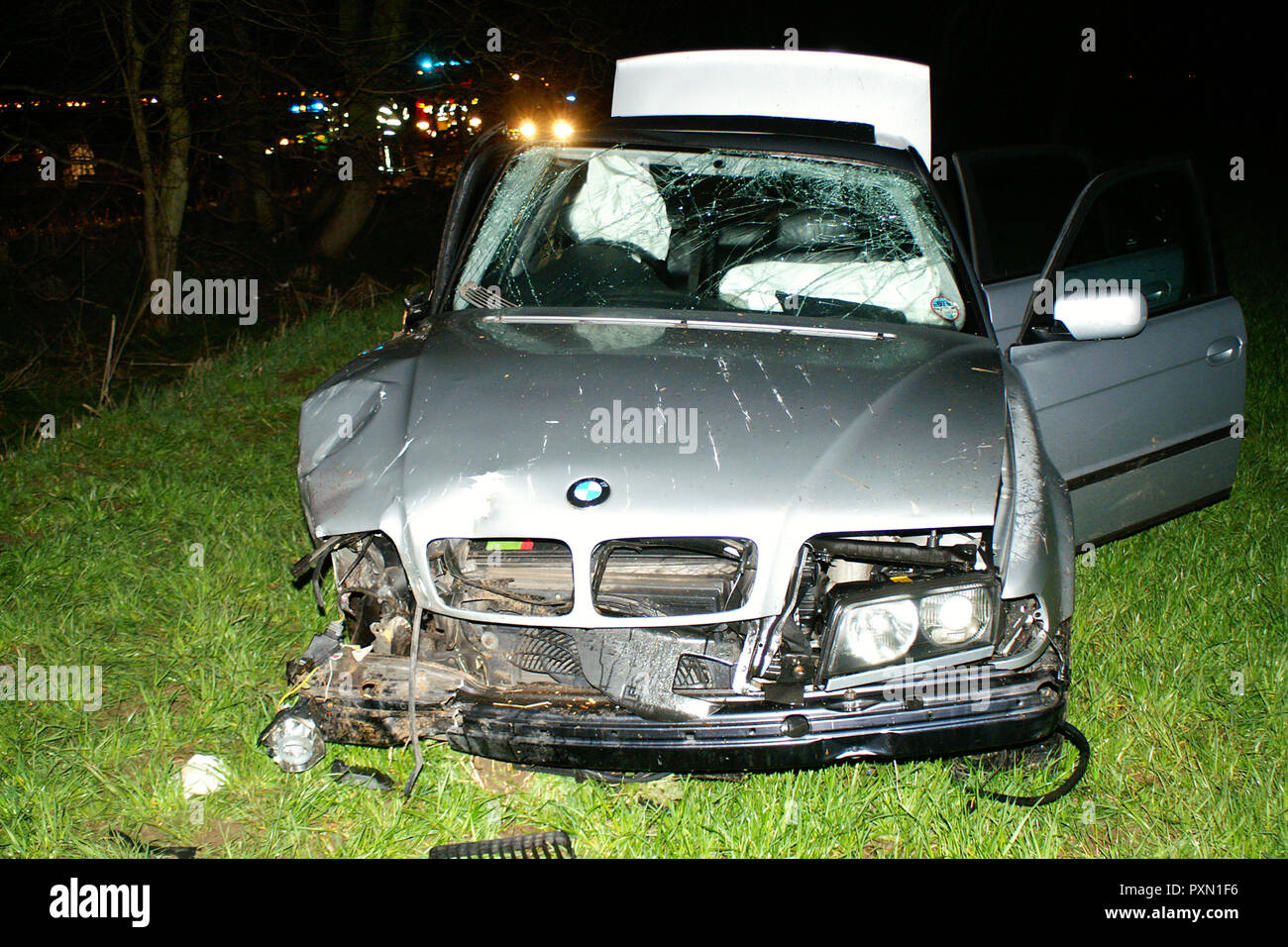 Car crash relitto Foto Stock