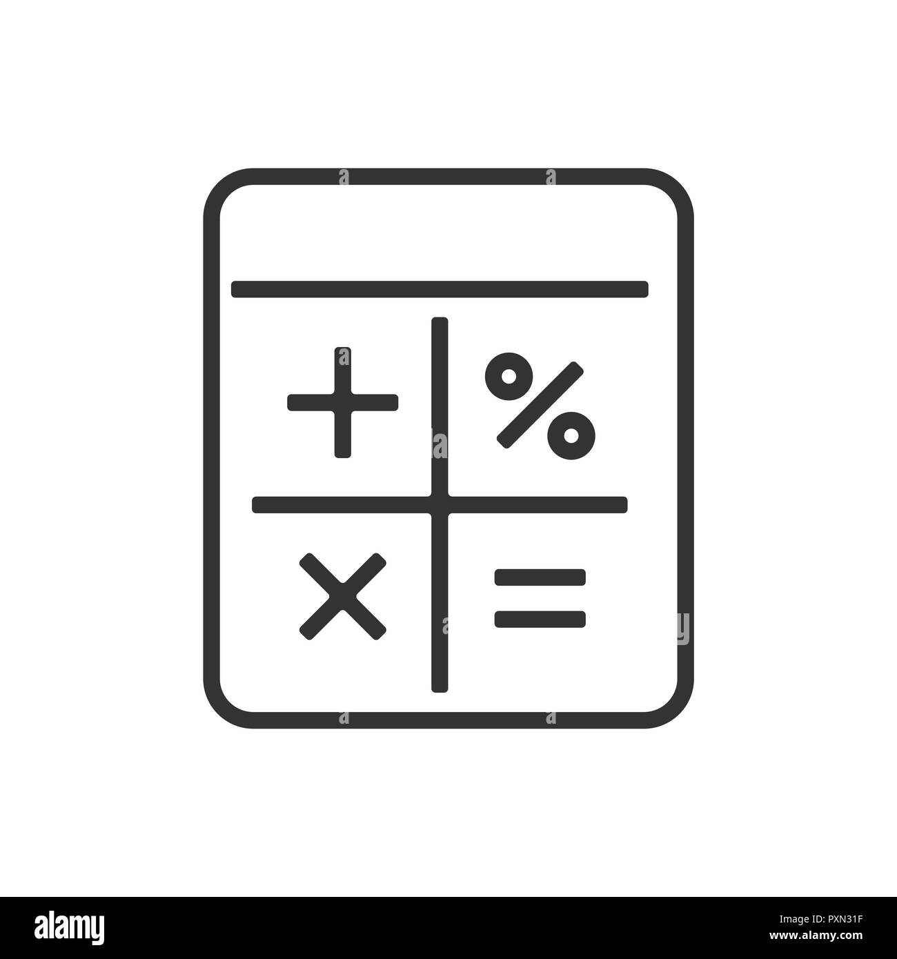 Calcolatrice icona della linea su uno sfondo bianco. Illustrazione Vettoriale Illustrazione Vettoriale