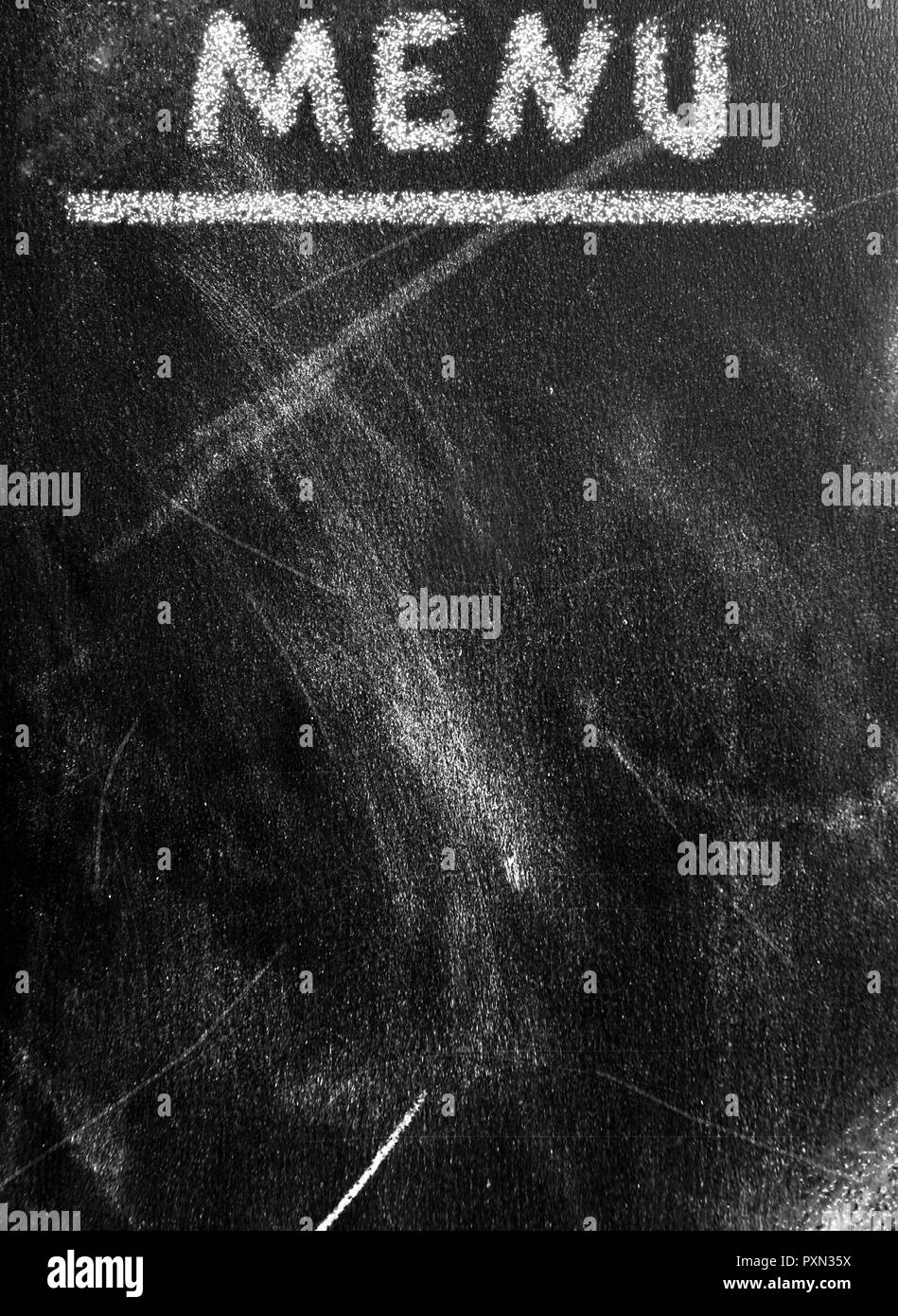 Parola di menu su lavagna Foto Stock