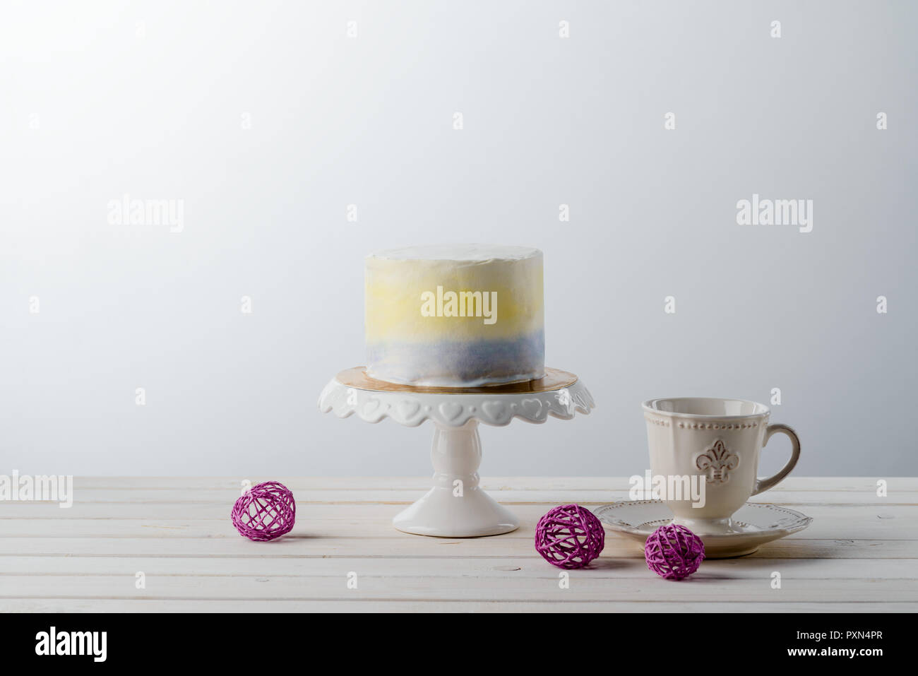 Torta e vintage tazza da tè Foto Stock