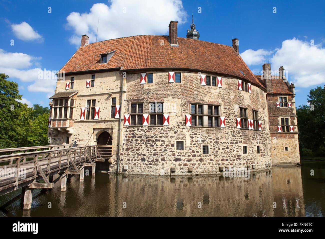 Vischering, moated castle, Renania settentrionale-Vestfalia, Germania ed Europa Foto Stock