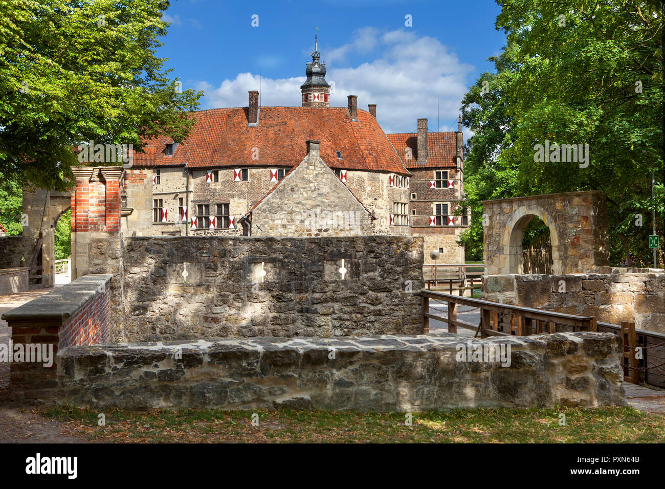 Vischering, moated castle, Renania settentrionale-Vestfalia, Germania ed Europa Foto Stock