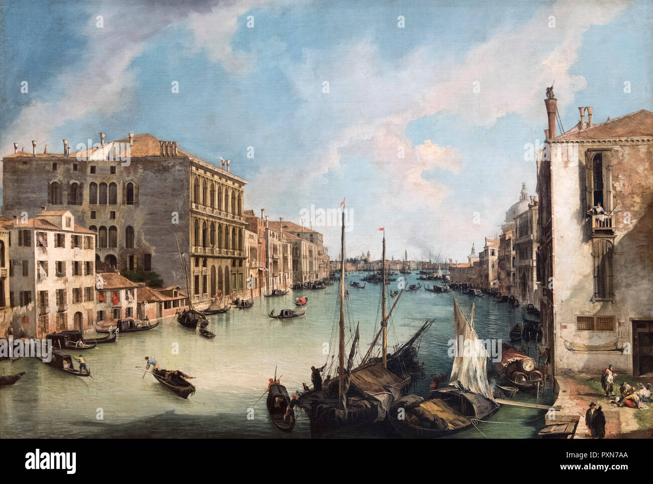 Il Grand Canal da San Vio, Venezia del Canaletto (Giovanni Antonio Canal - 1697-1768), olio su tela, c.1723-4 Foto Stock