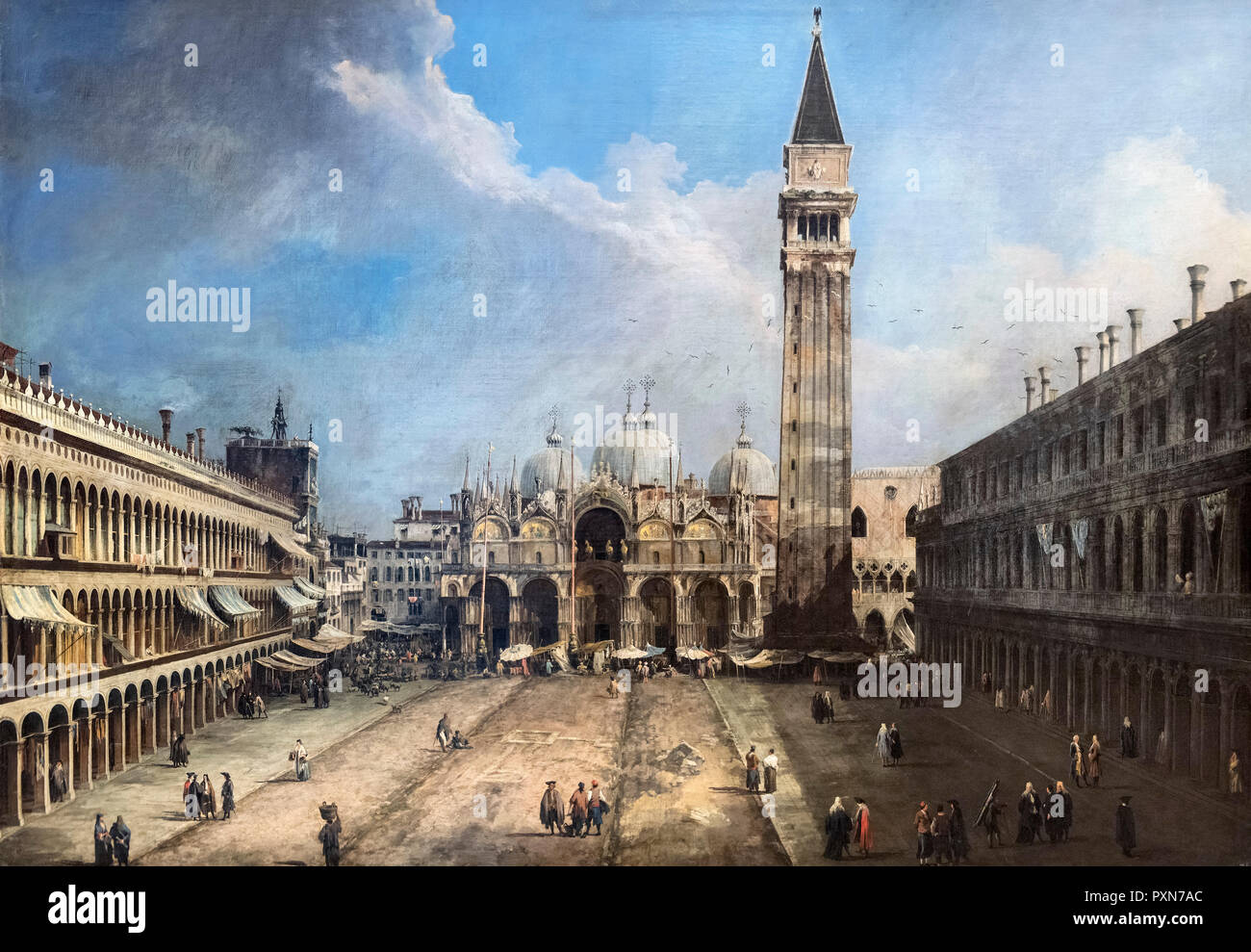 La Piazza San Marco a Venezia da Canaletto (Giovanni Antonio Canal - 1697-1768), olio su tela, c.1723-4 Foto Stock